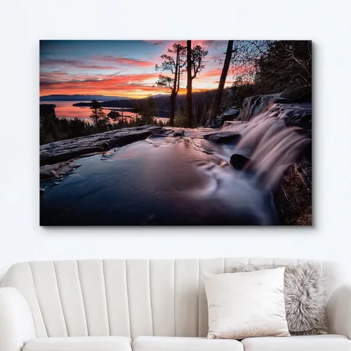 Miniatura 2 de wall26 Lienzo impreso para pared, diseño de agua corre sobre el lago al atardecer, naturaleza, desierto, fotografía, moderno, rústico, escénico