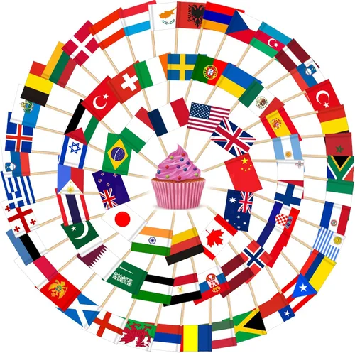 Miniatura 30 de AhfuLife 200 piezas de banderas mexicanas en palillos para decoraciones del Día de la Independencia de México, mini banderas mexicanas, palillos