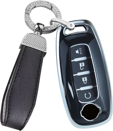 Miniatura 9 de ontto Funda para llavero de 4 botones con llavero compatible con Nissan 2023 X-Trial Kicks Rouge Pathfinder, funda inteligente para llave remota
