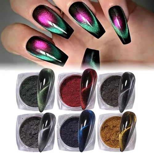 Polvo de uñas de cromo gris y negro, polvo metálico para uñas, efecto espejo holográfico, polvo de cromo, polvo de otoño e invierno, pigmento para