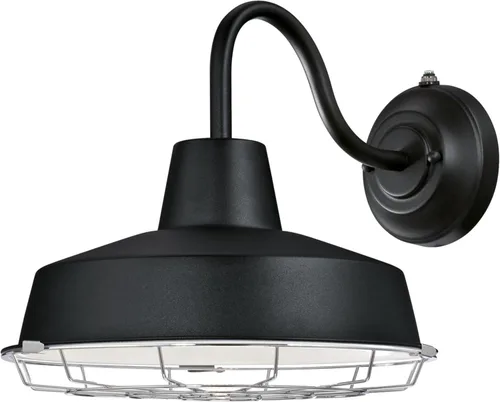 Miniatura 6 de Westinghouse 6204700 Academy - Accesorio de pared LED para exteriores, acabado negro texturizado con jaula cromada