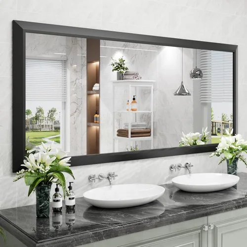 Miniatura 67 de Amorho Espejo de Baño Negro, Espejos de Pared de 24x30 Pulgadas con Marco de Metal Grueso para Sobre el Fregadero, Dormitorio, Sala de Estar