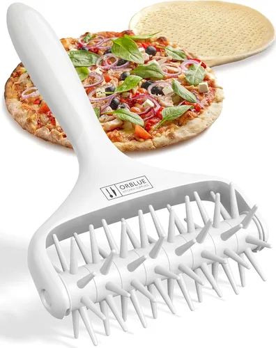 Orblue Soporte para masa de pizza, rodillo para masa con espinas, herramienta de acoplamiento de pizza para cocina doméstica y comercial - Gris (Ice