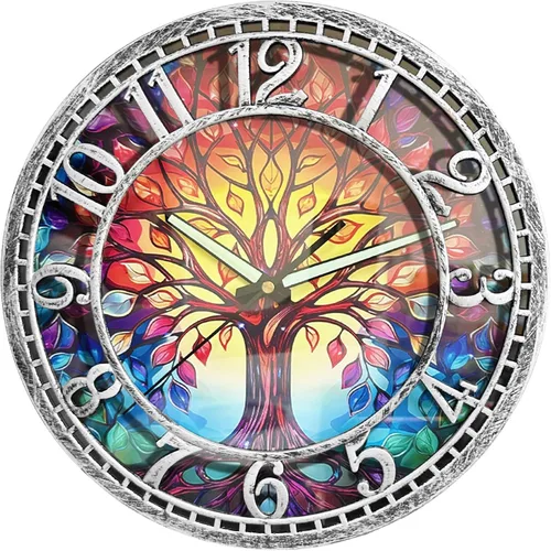 WANGIRO Reloj de pared con diseño de árbol de la vida, de 12 pulgadas, movimiento silencioso, reloj de cronometraje preciso, ideal para salas de