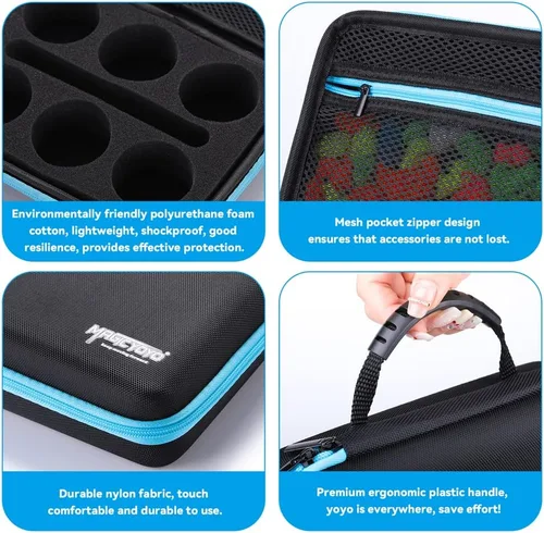 Miniatura 5 de MAGICYOYO Estuche de almacenamiento profesional Yoyo, bolsa de transporte para yoyo, accesorios de yoyo, 6 compartimentos de almacenamiento Yoyo