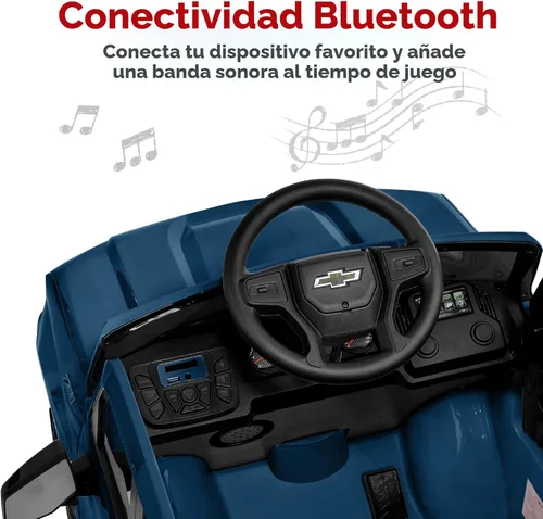 Miniatura 6 de Best Choice Products Camioneta Chevrolet Silverado con licencia de 12 V para montar, juguete de auto eléctrico con control remoto para padres, Azul