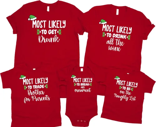 Miniatura 4 de Camisetas navideñas a juego para la familia, divertidas camisetas de Navidad, camisetas de Navidad a juego, color negro