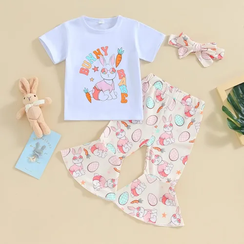 Miniatura 2 de Conjunto de 2 piezas de ropa de otoño para bebé y niña, sudadera de manga larga con cuello redondo y pantalones deportivos, conjunto de traje