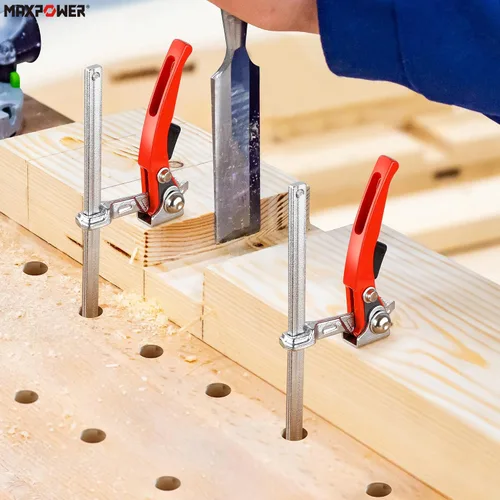 Miniatura 8 de MAXPOWER Abrazadera de mesa de trinquete, abrazadera de liberación rápida para MFT y sistema de riel guía, abrazadera de barra con capacidad de 7