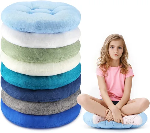 Miniatura 8 de Fumete - 8 piezas de cojines de piso redondos de 16 pulgadas para niños y bebés, asientos flexibles para muebles de aula, almohada de piso