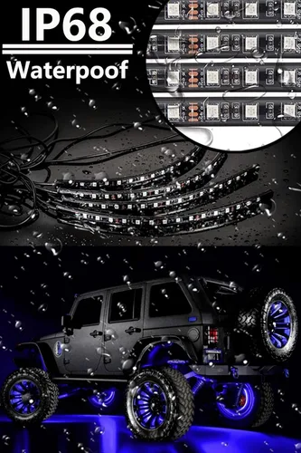 Miniatura 7 de Luces interiores de automóvil RGB Muto-Beam 4 tiras de luz LED multicolor para automóvil con control de aplicación, luces RGB con modo de bricolaje