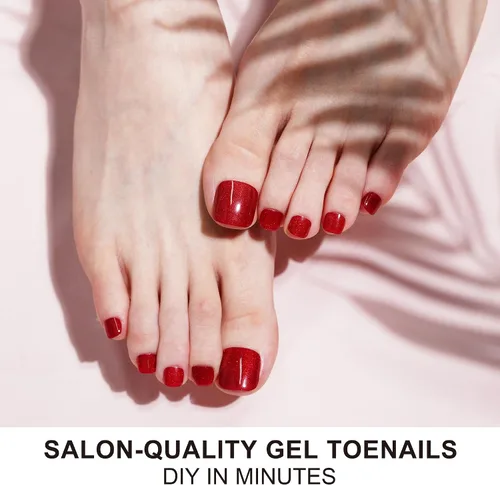 Miniatura 3 de DANNI & TONI Tiras de gel semicuradas para uñas de los pies, color burdeos (Garnet Gaze) Ojo de Gato, Calcomanías de uñas de gel Pedi Wraps 37