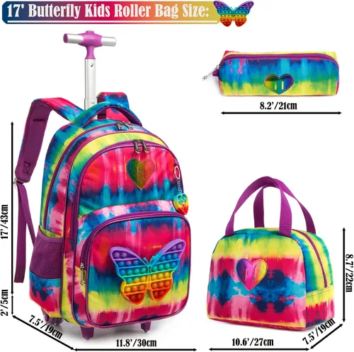 Miniatura 2 de Egchescebo Mochila con ruedas para niñas con ruedas para niños y niñas, mochila con ruedas