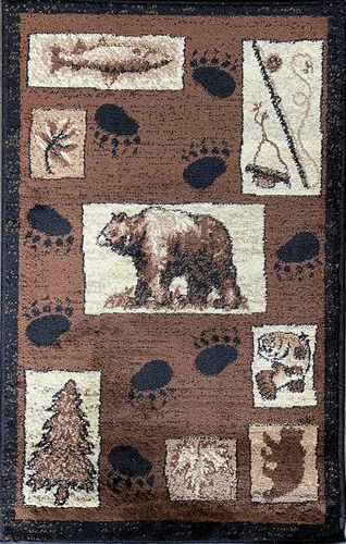 Miniatura 18 de Alfombra de pasillo estilo cabaña, estilo rústico, nativo americano, occidental, oso, alce, ciervo, vida silvestre, cabaña, diseño nativo 386