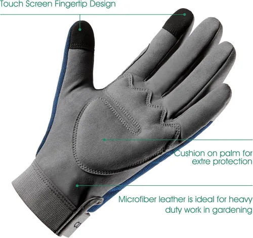 Miniatura 3 de Guantes de jardín COOLJOB a prueba de espinas con dedos táctiles para hombres, guantes de trabajo de poda de rosas con acolchado en la palma