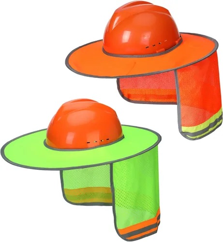 Miniatura 25 de UNCO - Casco de Sombrero Duro con Protector Solar, 1 Paquete, Amarillo, Visera Completa y Estándar de Malla Reflectante de Alta Visibilidad