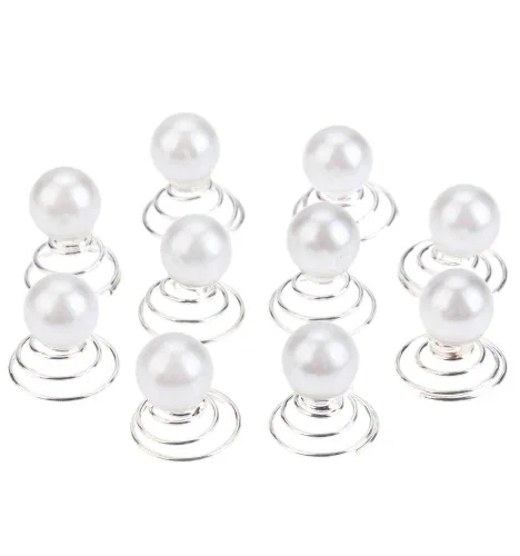 Miniatura 2 de Vpang 12 horquillas en espiral para el cabello, espirales, espirales, pinzas para el cabello para boda, novia, diamantes de imitación de perla, Tipo