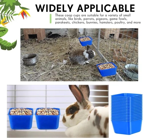 Miniatura 7 de Maxdot 20 piezas de tazas de jaula para comedero de pollo, regaderas para aves de 16 oz, comederos para pájaros colgantes, jaula para conejos, tazón