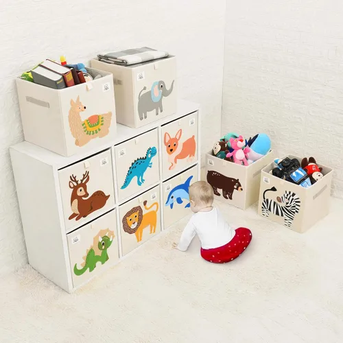 Miniatura 6 de Contenedores plegables de almacenamiento de animales de tela, caja/cofre/organizador para niños pequeños/niños, guardería, sala de juegos, 13 Alpaca
