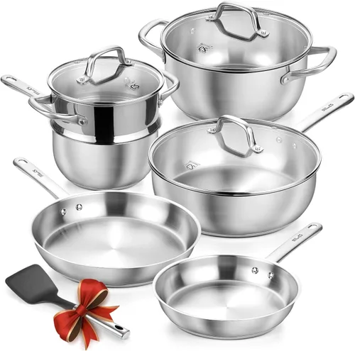 Miniatura 8 de KOCH SYSTEME CS Juego de ollas y sartenes de acero inoxidable, 10 piezas de utensilios de cocina de acero inoxidable para cocina profesional