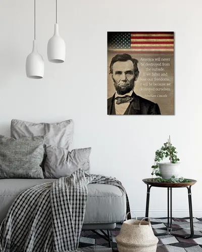 Miniatura 5 de Govivo Cita Histórica de Abraham Lincoln - Arte Decorativo Patriótico del Presidente Americano en la Pared - obra de arte sin marco impresa en lienzo