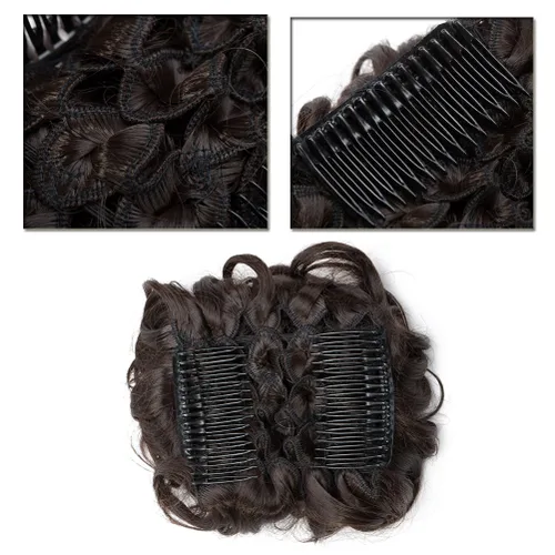 Miniatura 6 de Benehair Moño desordenado con peines con clip en moño de Juva, moño de Juva, esponjoso, ondulado, fácil de estirar, moño grande, cola de caballo