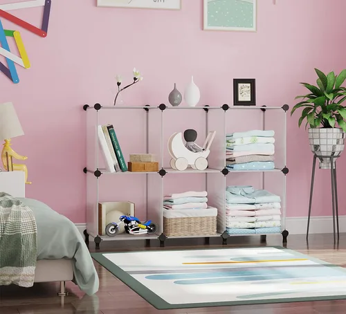 Miniatura 9 de AWTATOS Organizador de armario 6 cubos, estantes de almacenamiento para armario, organizador de almacenamiento de ropa apilable DIY, estantería
