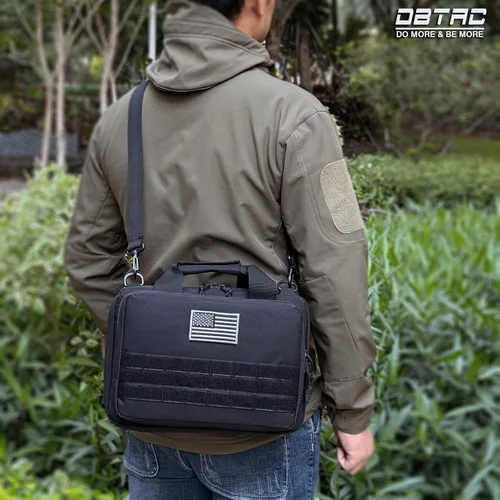 Miniatura 2 de DBTAC - Funda para pistola XS Bolsa táctica de 1 a 2 pistolas con cremallera con cerradura para campo de tiro al aire libre Parche de bandera