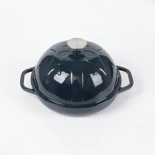 HAWOK Horno de pan de hierro fundido con tapa Cloche, diámetro 9.8 pulgadas/9.8 in, 1.5 cuartos de galón, bandeja para hornear de masa madre, Azul