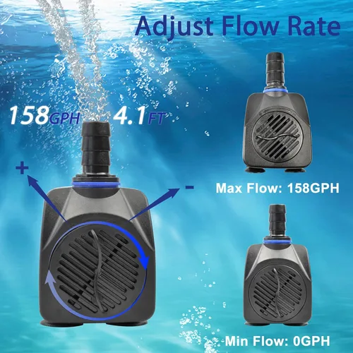 Miniatura 5 de CHANCS Bomba de agua sumergible 10W 158GPH AC 110V FishTank Bomba 4.1ft High Liftfor acuario hidroponía 10W x 600L/H
