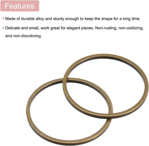 Miniatura 4 de MECCANIXITY Aretes redondos con cuentas, anillos de eslabones circulares para hacer joyas bronce