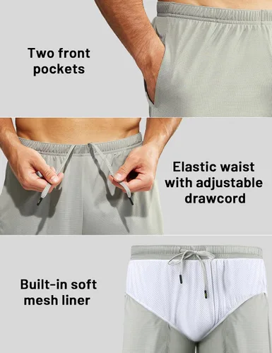 Miniatura 3 de MIER Men's 3''5'' Athletic Running Shorts with Liner Quick Dry Active Lightweight Gym Sports Workout Shorts for Men