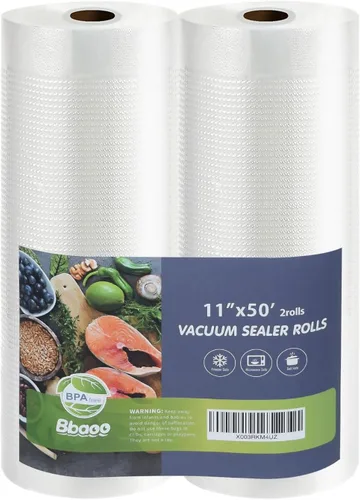 Miniatura 8 de Bolsas selladoras al vacío, rollos de 8 pulgadas x 50 pies, paquete de 2 unidades para ahorrar almacenamiento de alimentos, rollos de bolsas sin BPA