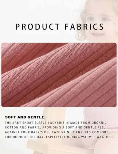 Miniatura 9 de Body de bebé, de manga corta, para niños y niñas, 100% algodón, unisex, con botones, paquete de 2