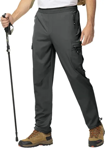 Miniatura 3 de BGOWATU Pantalones de senderismo para hombre, pantalones cargo elásticos resistentes al agua, pantalones ligeros de secado rápido para pesca al aire