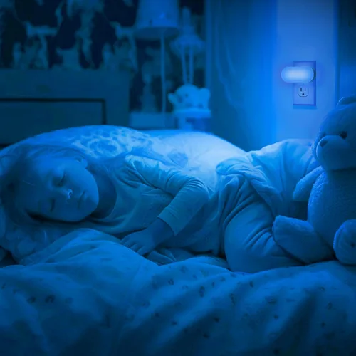 Miniatura 6 de DORESshop Luz nocturna azul, encendido/apagado automático, brillo ajustable de 0-100 lúmenes, enchufe regulable en la pared luz nocturna