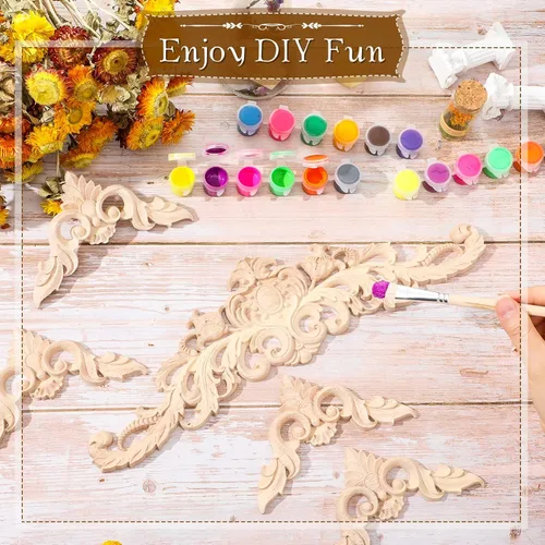 Miniatura 2 de Onlays y apliques decorativos de madera para muebles - Apliques de moldura tallada DIY para cama, puerta, gabinete, armario - 15.7 x 4.3 pulgadas