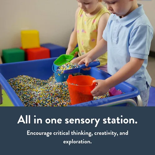 Miniatura 6 de Children's Factory - Mesa sensorial pequeña de 18" con tapa, caja de arena y mesa de agua para niños, azul