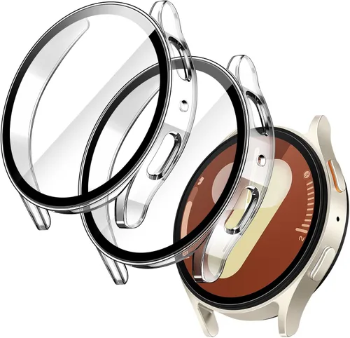 Miniatura 15 de JETech Funda con protector de pantalla para Samsung Galaxy Watch 7 de 40 mm, cubierta protectora general, película de vidrio templado de alta Negro