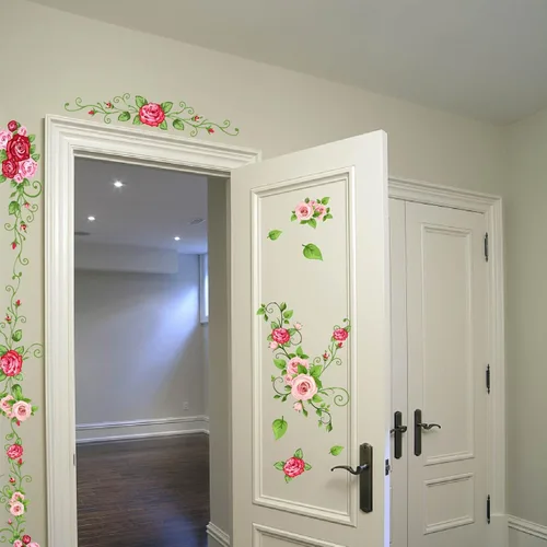 Miniatura 4 de PLIGREAT Calcomanías de pared de vides de flores, calcomanías de pared para despegar y pegar, vinilo extraíble colorido adhesivo de pared para sala