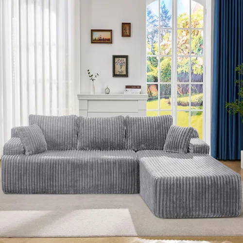 Miniatura 17 de Hobestluk Sofá modular modular sin hueso, sofá en forma de L, sofá modular de 3 asientos, sofá modular de espuma viscoelástica para muebles de sala