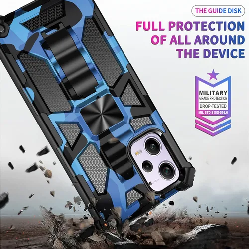 Miniatura 6 de CCSmall Funda de camuflaje para Xiaomi Redmi Note 12 Pro 0.18 oz con soporte, funda de camuflaje para Xiaomi Poco X5 Pro, soporte de anillo Azul