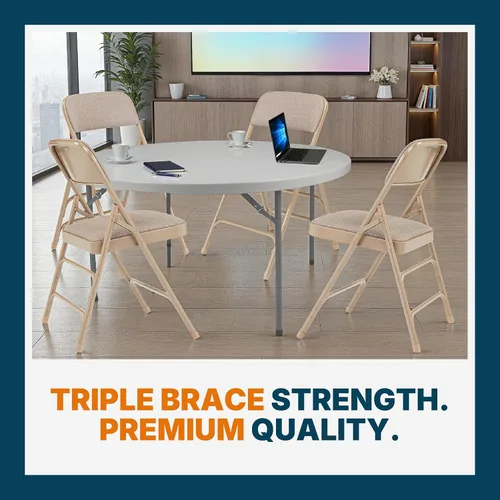 Miniatura 6 de OEF Furnishings Serie OEF2300 - Sillas plegables de doble bisagra con triple apoyo, tapizado de tela de alta calidad y servicio pesado