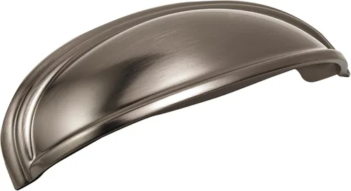 Amerock | Mango de taza para gabinete | Gunmetal | 3 pulgadas (2.992 in) y 4 pulgadas (4.016 in) de centro a centro | Ashby | paquete de 1 unidad |