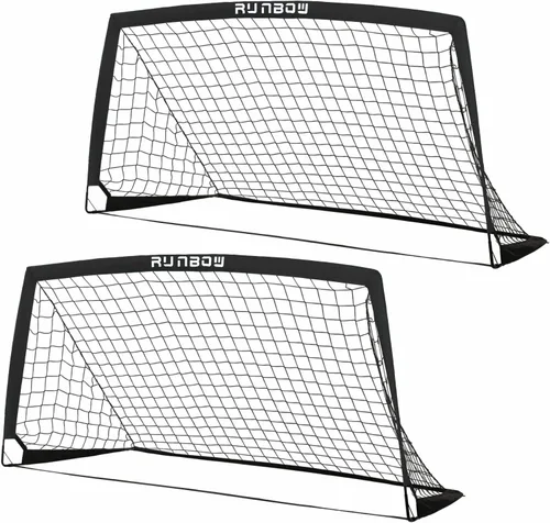 Portería de fútbol infantil de 6 x 4 pies con bolsa de transporte, red de fútbol plegable portátil para entrenamiento de práctica en el patio Negro