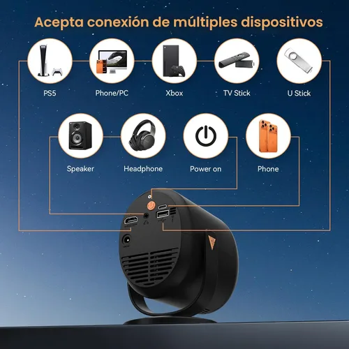 Miniatura 8 de Mini Proyector con WiFi y Bluetooth, Proyector Portátil Nativo 1080P Compatible con 4K con Soporte Ajustable de 180°, Pantalla Máxima de 180