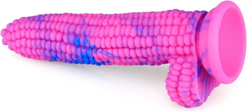 Miniatura 7 de Consolador monstruo colorido grano grande maíz adulto juguete sexual con fuerte ventosa 8 pulgadas consoladores vegetales suaves flexibles - rosa