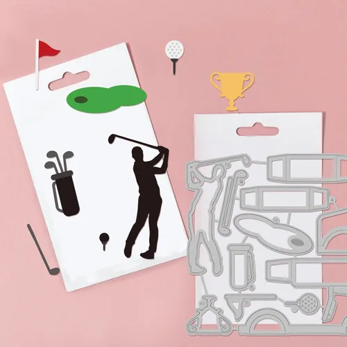 Miniatura 8 de GLOBLELAND Troqueles de corte de carrito de golf para bricolaje Scrapbooking Herramientas de golf de metal troquelados deportivos Plantillas