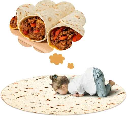Miniatura 4 de Vessia Burritos - Manta de tortilla para burrito de tamaño grande (beige, 60 pulgadas), cobija gigante y graciosa de comida realista para adultos