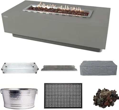 Miniatura 14 de Elementi Granville Paquete de Hoguera para Exteriores - Juego de Fogata Exterior Incluye Mesa de Hoguera de Concreto a Propano de 60", Pantalla